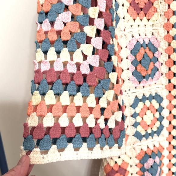 Charlie B Long Color Block Crochet Cardigan Colorful Long Sleeves Size XS/S NEW - Picture 7 of 15